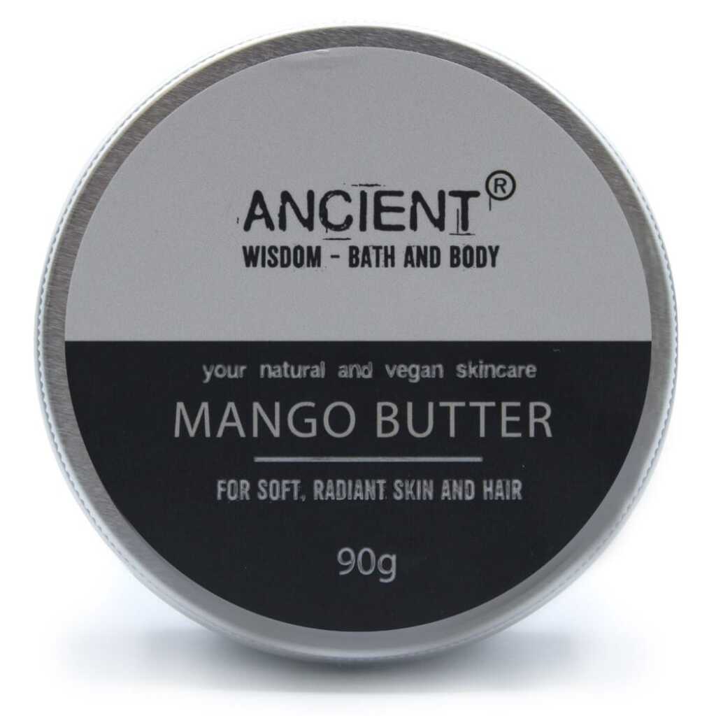 a round tin of mango butter