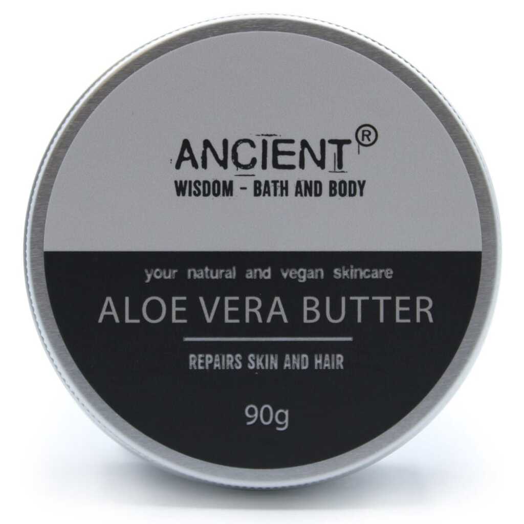 a round tin of aloe vera butter