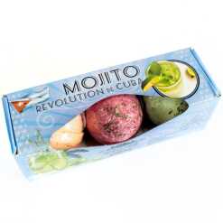 a set of three cocktail bath bombs (mojito) in presentation packaging