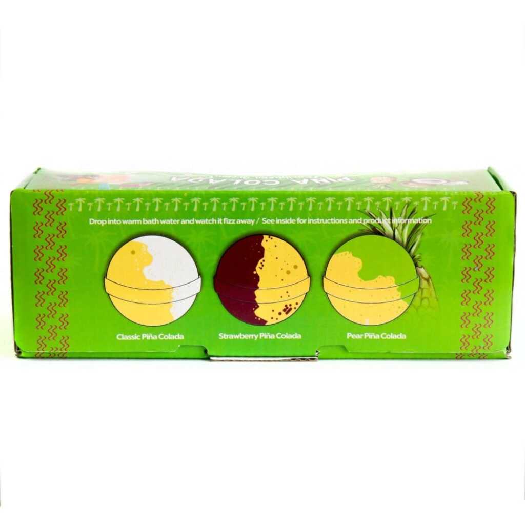 a pina colada jumbo bath bomb gift set