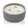 large round concrete candle - patchouli and dark amber