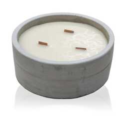 large round concrete candle - patchouli and dark amber