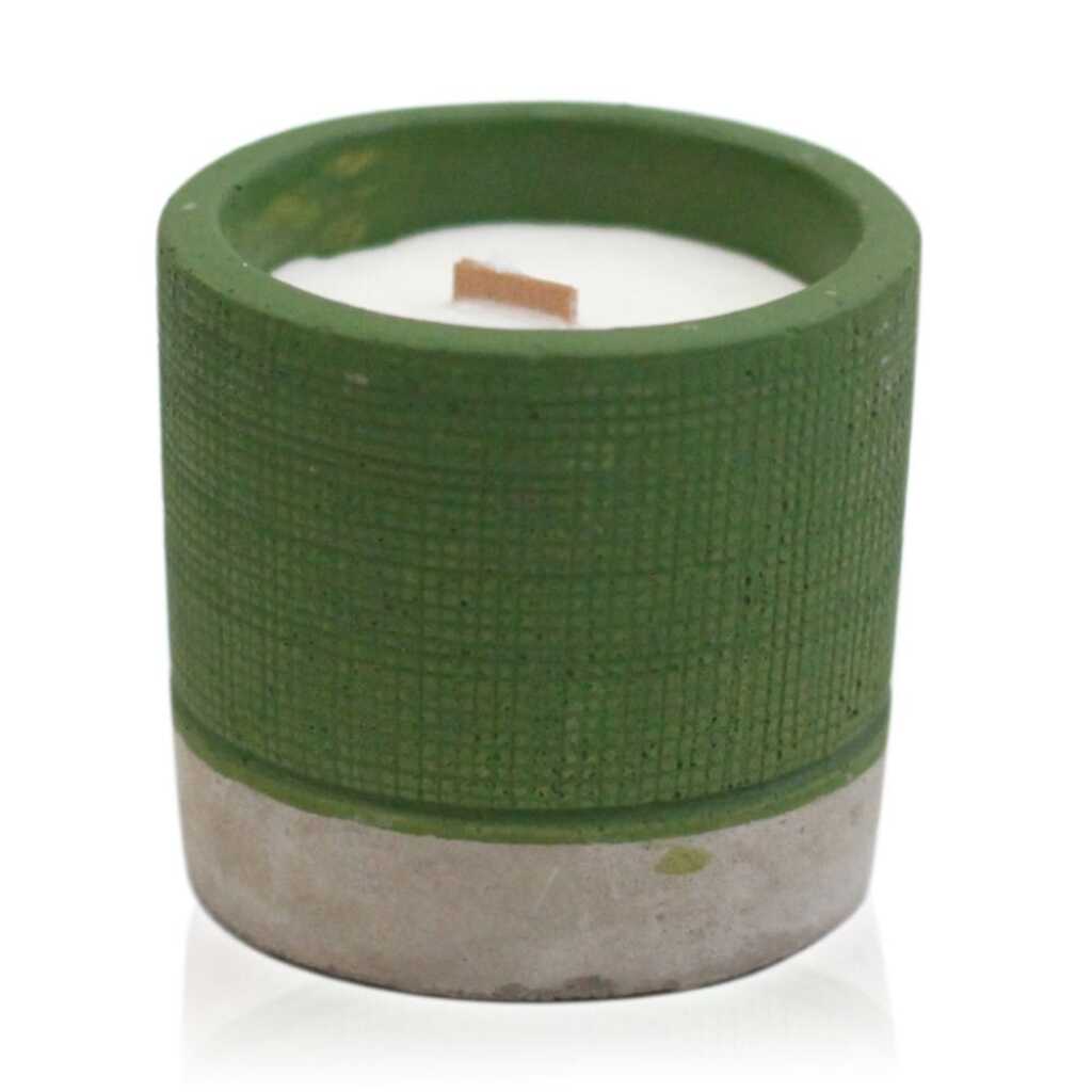 medium round concrete candle - sea moss and herbs