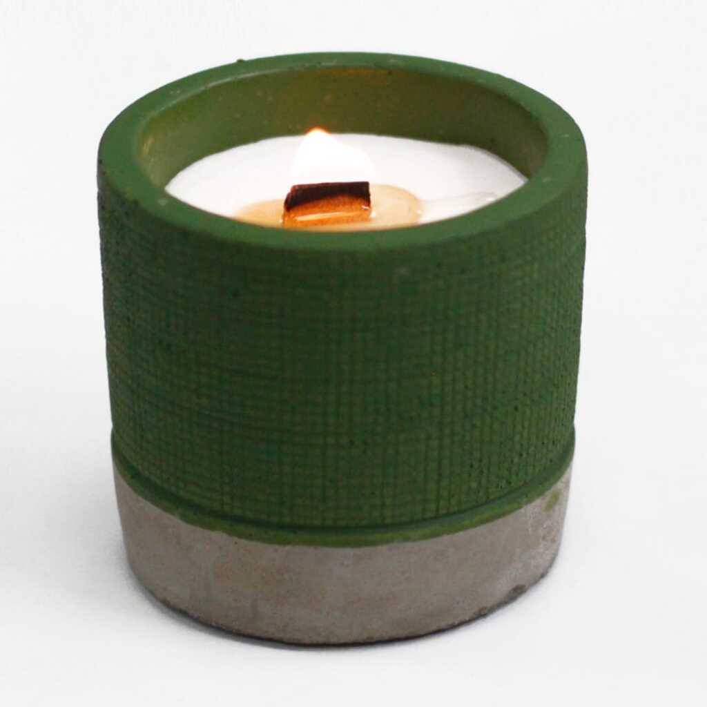 medium round concrete candle - sea moss and herbs