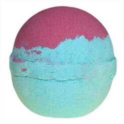 A Green and Red Bath Bomb representing Holly Berry and Mistletoe.