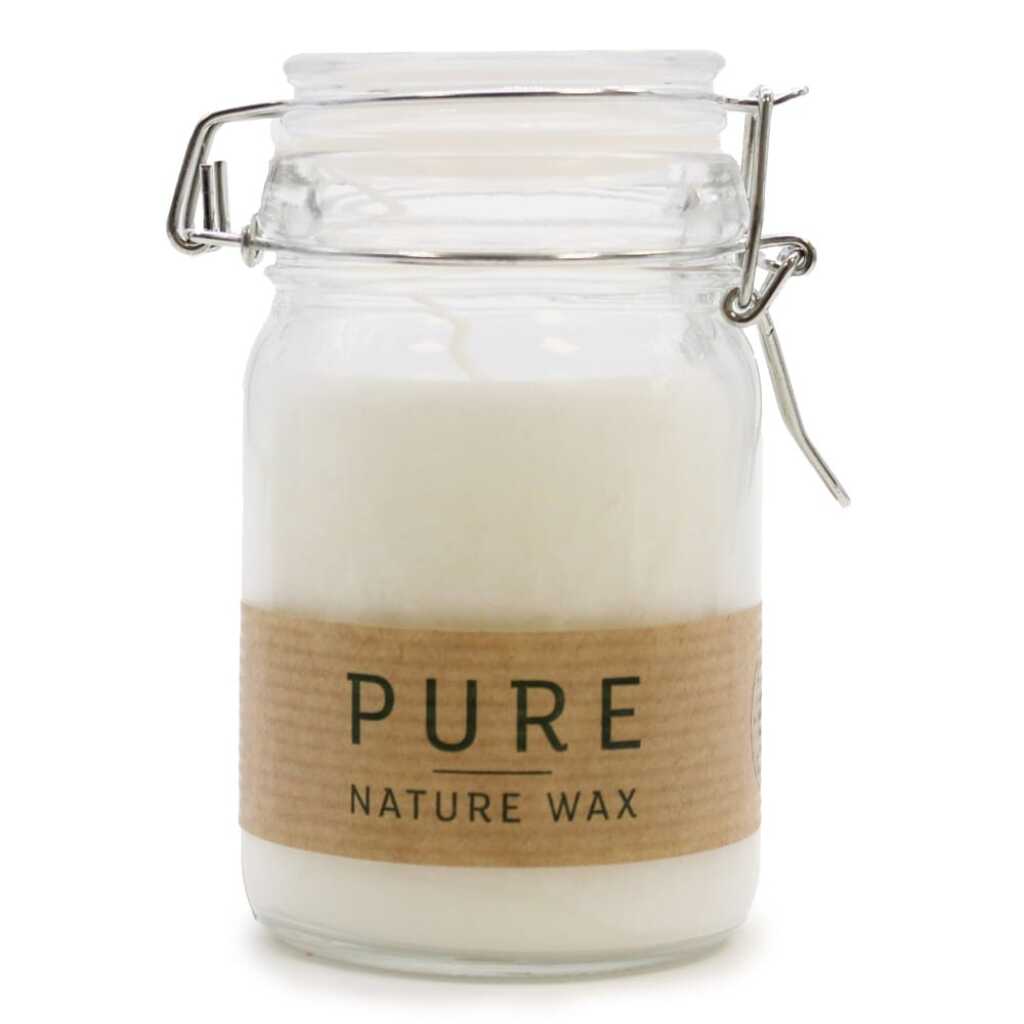 white pure olive wax candle in a jar