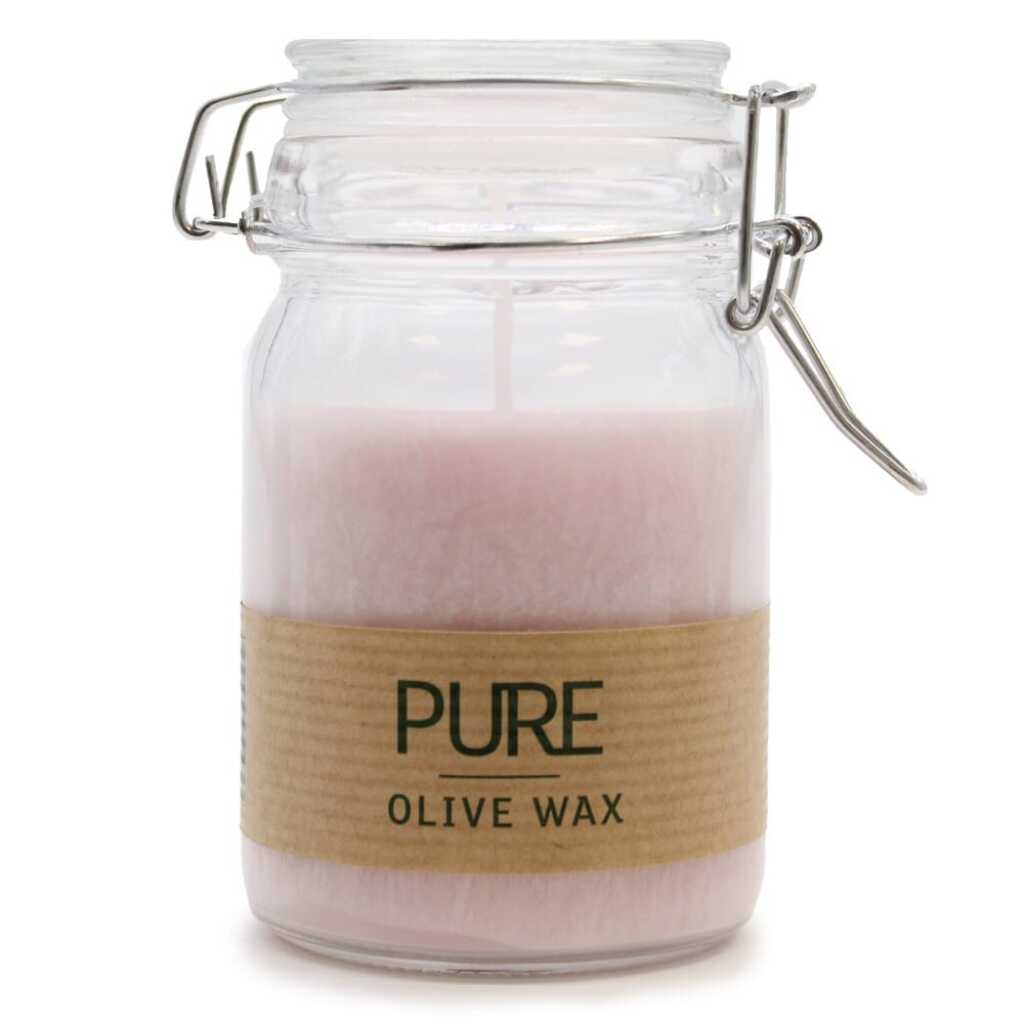 antique rose pure olive wax candle in a jar
