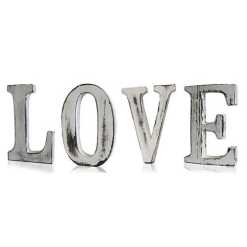 LOVE spelt out in white shabby chic letters