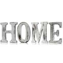 HOME spelt out in white shabby chic letters