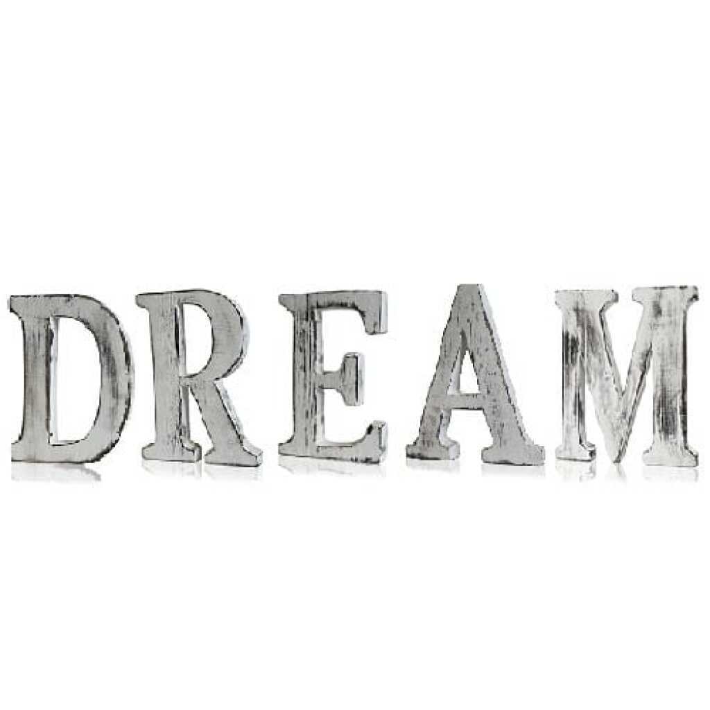 DREAM spelt out in white shabby chic letters