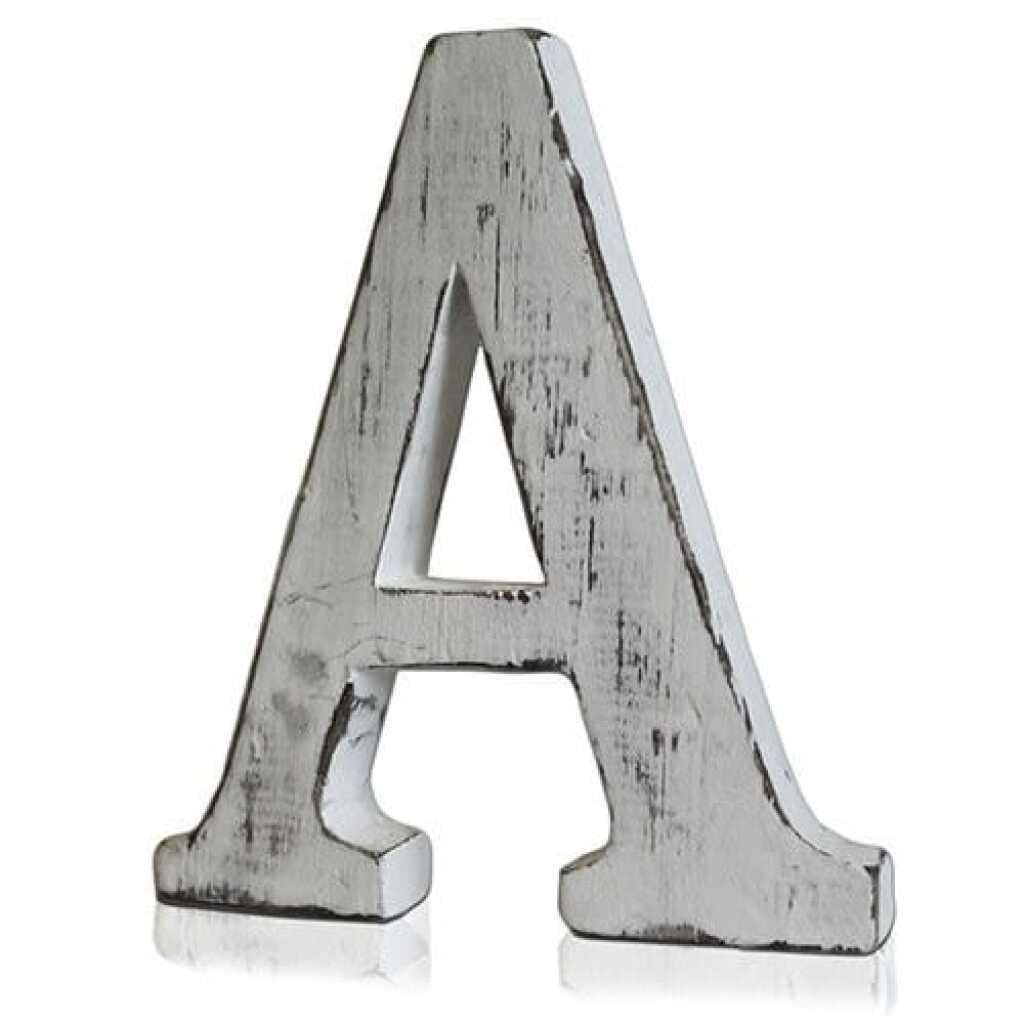 A as a white shabby chic letter