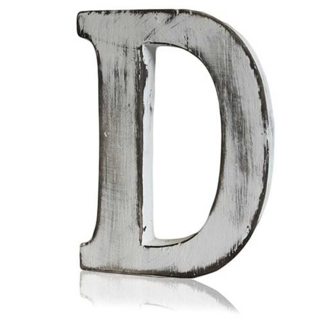 D as a white shabby chic letter