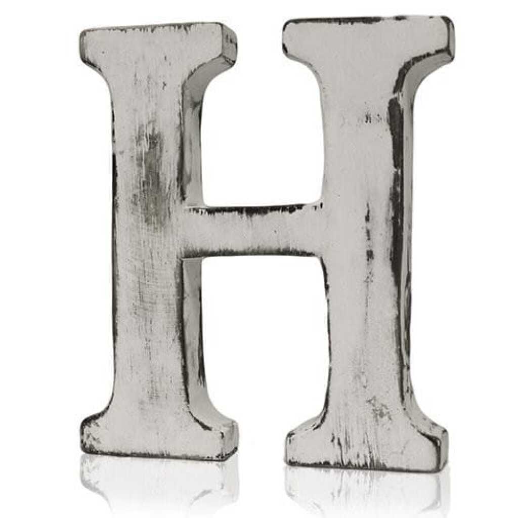 H as a white shabby chic letter