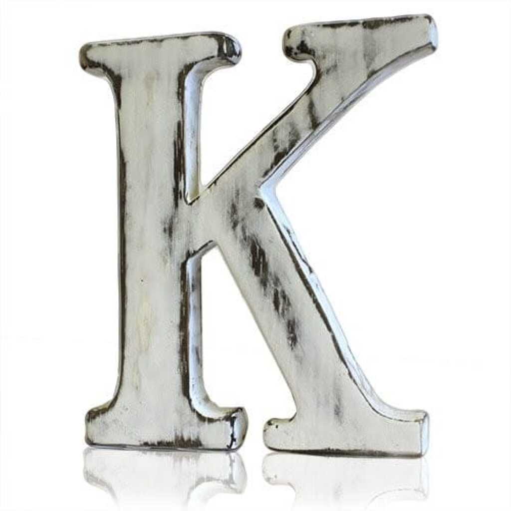 K as a white shabby chic letter