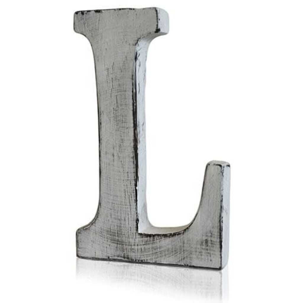 L as a white shabby chic letter