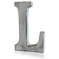 L as a white shabby chic letter