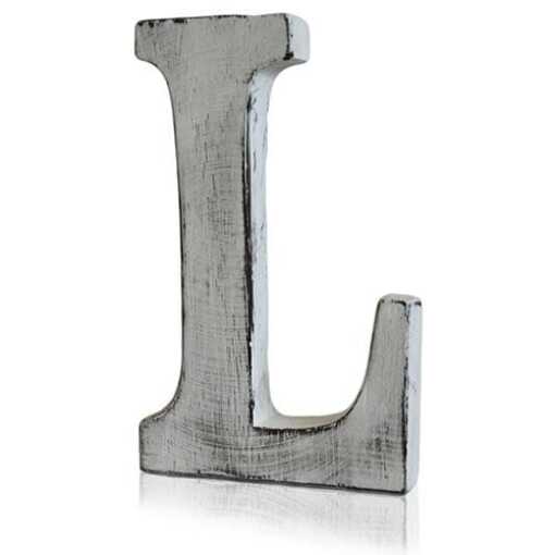 L as a white shabby chic letter