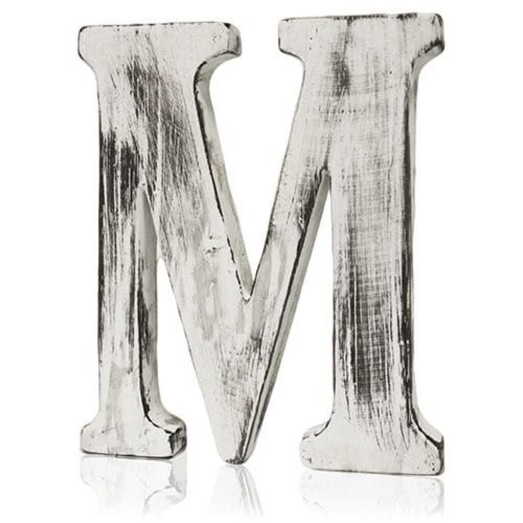 M as a white shabby chic letter