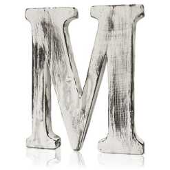 M as a white shabby chic letter
