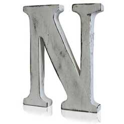 N as a white shabby chic letter