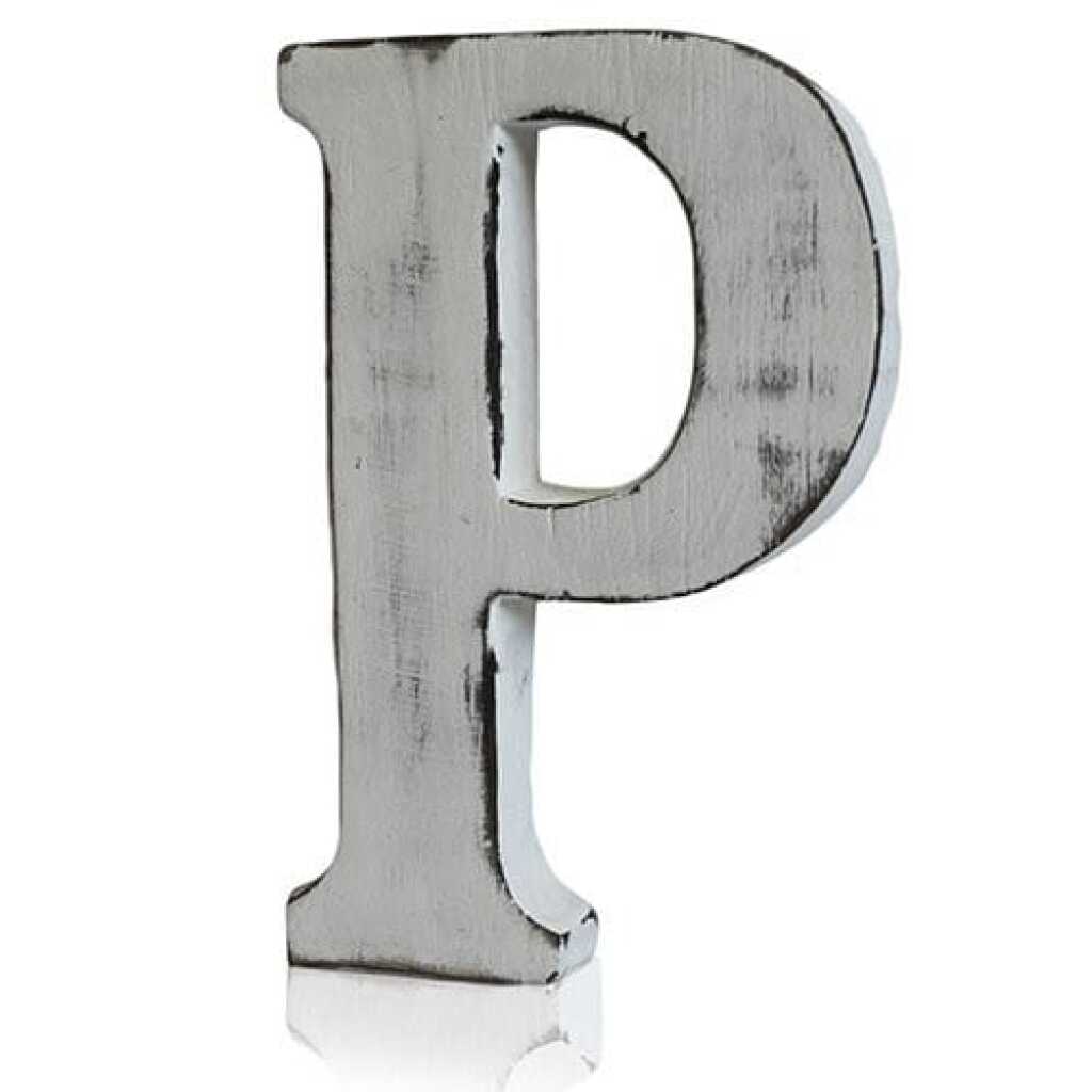 P as a white shabby chic letter