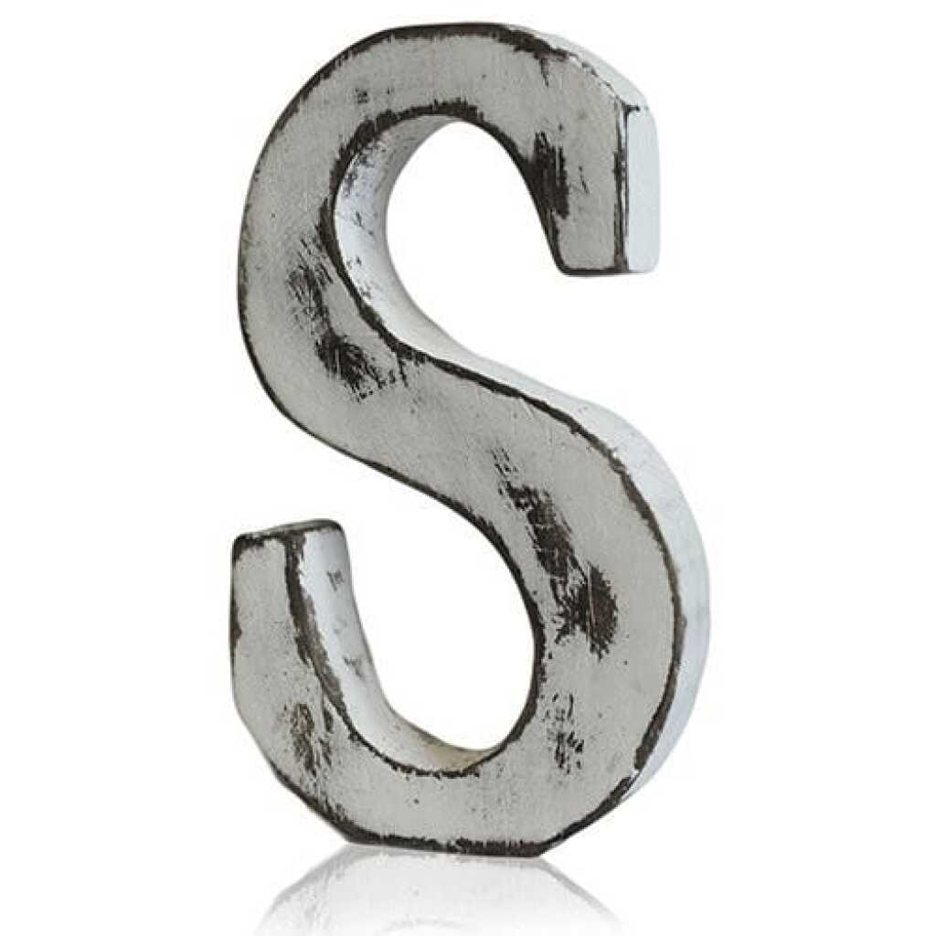 S as a white shabby chic letter