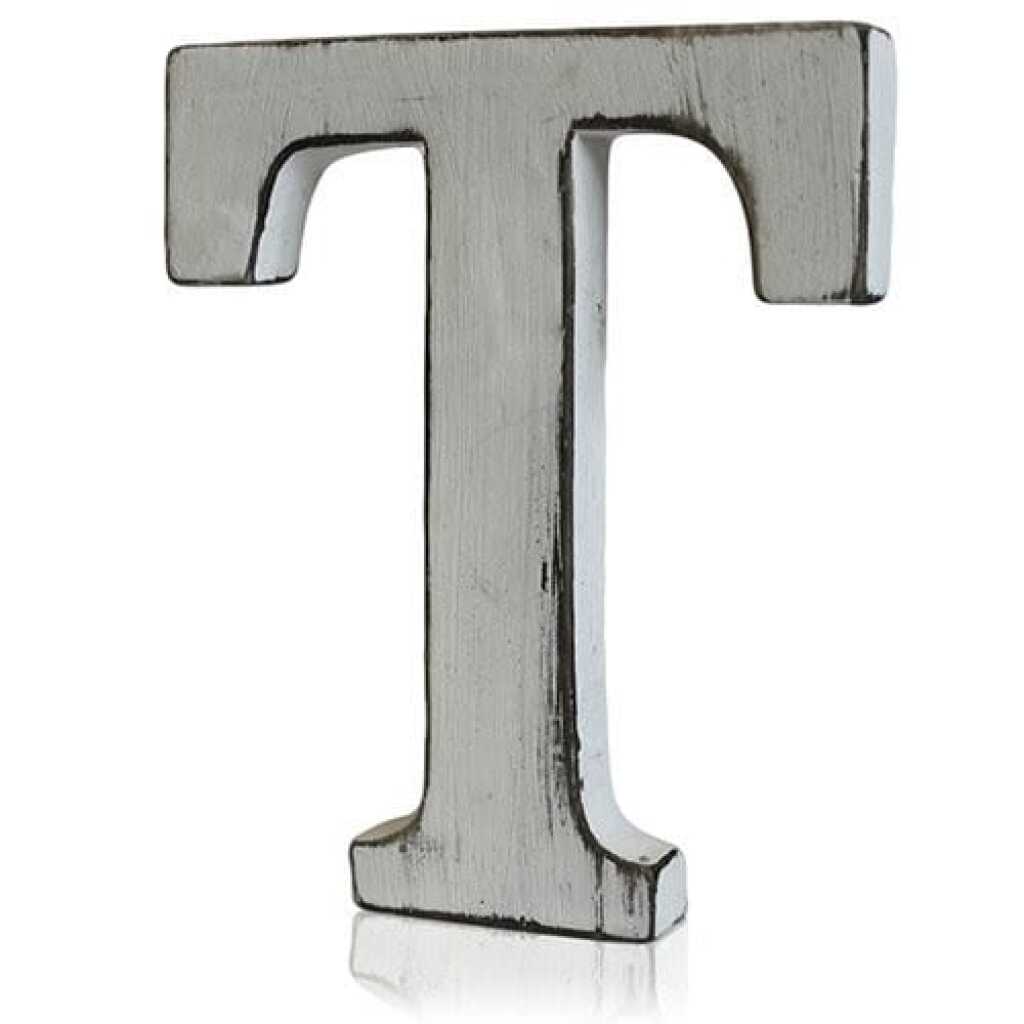 T as a white shabby chic letter