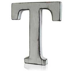 T as a white shabby chic letter