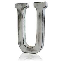 U as a white shabby chic letter