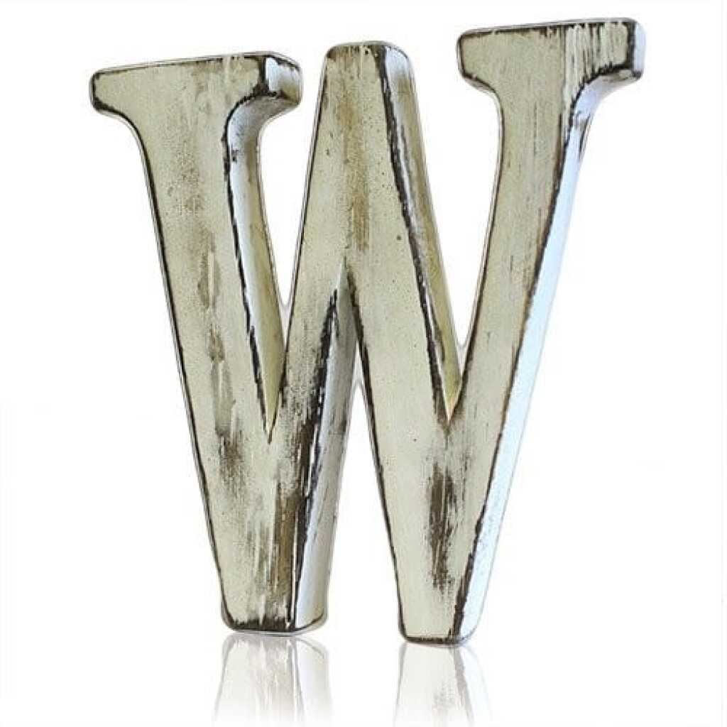 W as a white shabby chic letter
