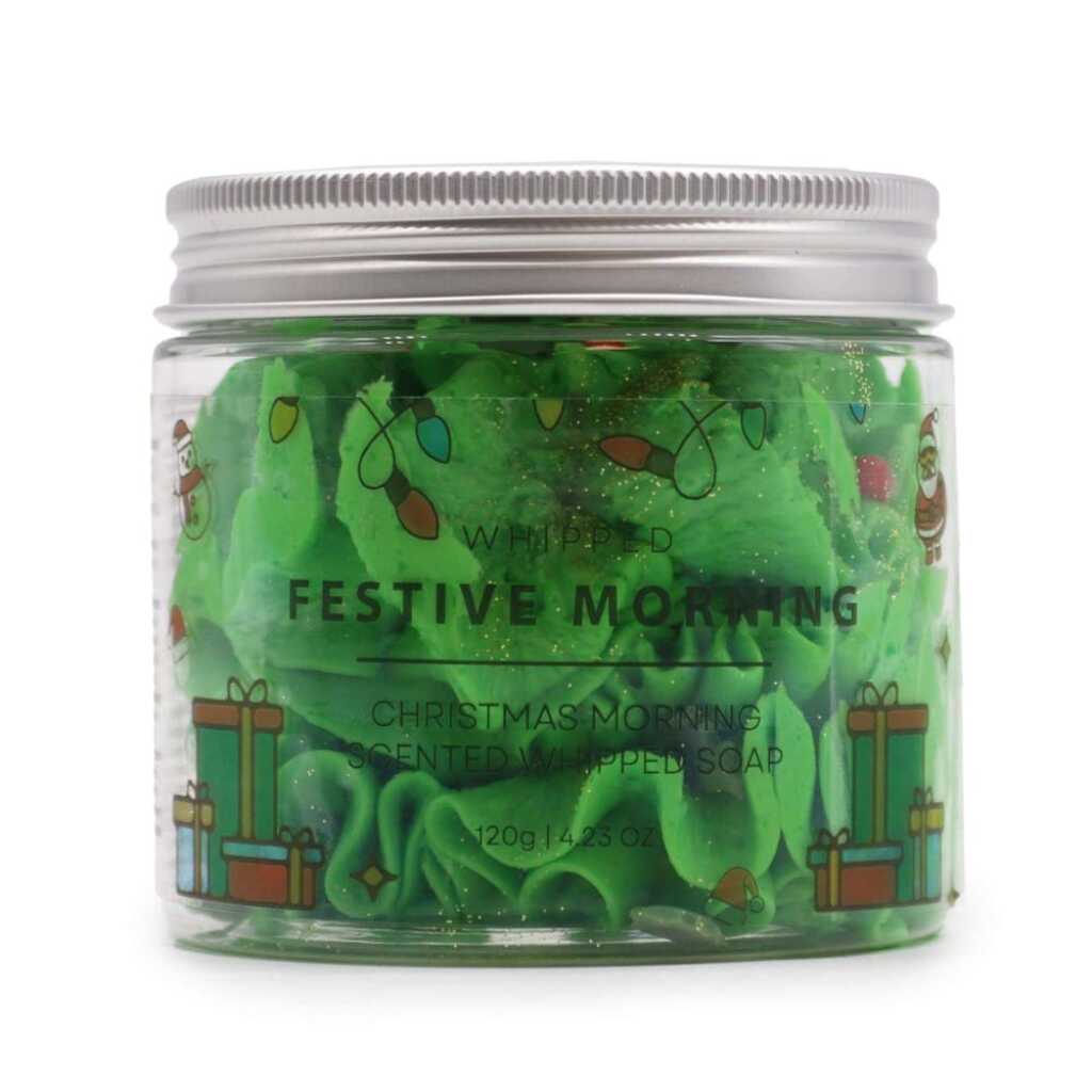 a jar of Festive Morning whipped soap