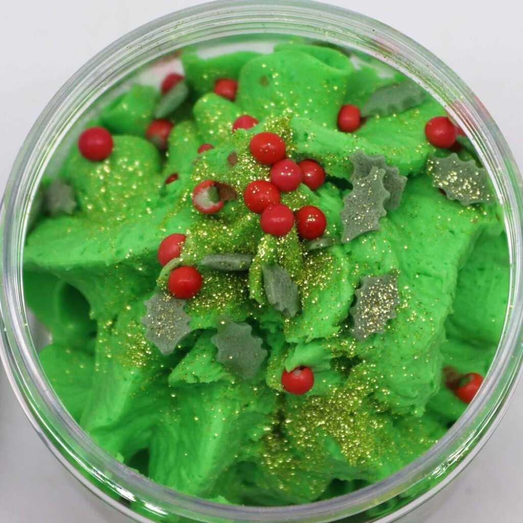 an open jar of Festive Morning whipped soap