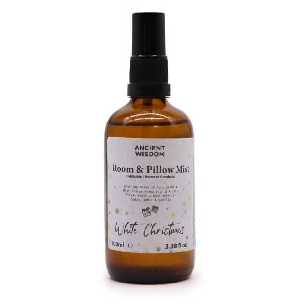 a white christmas room spray, that can also be used on pillows