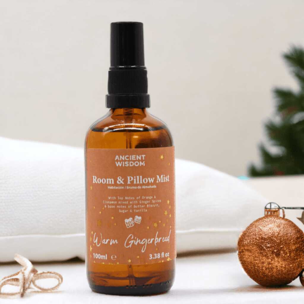 a warm gingerbread room spray, that can also be used on pillows