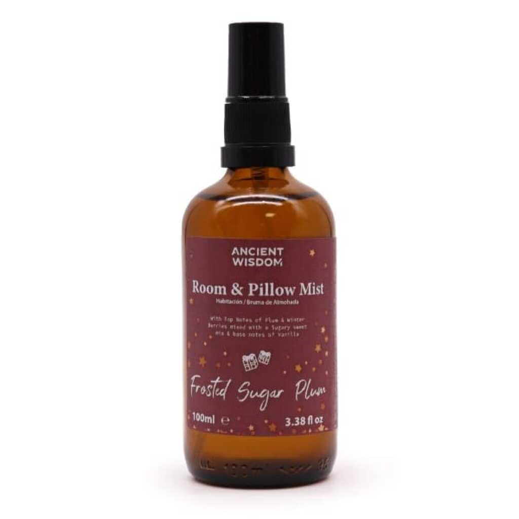 a frosted sugar plum room spray, that can also be used on pillows