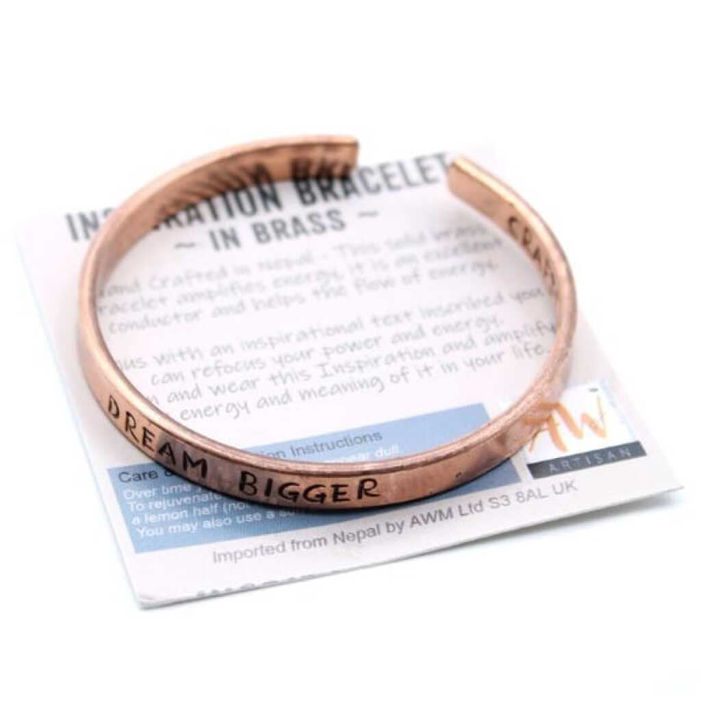 an inspiration bracelet made of copper