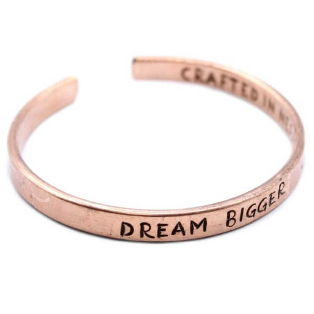 an inspiration bracelet made of copper