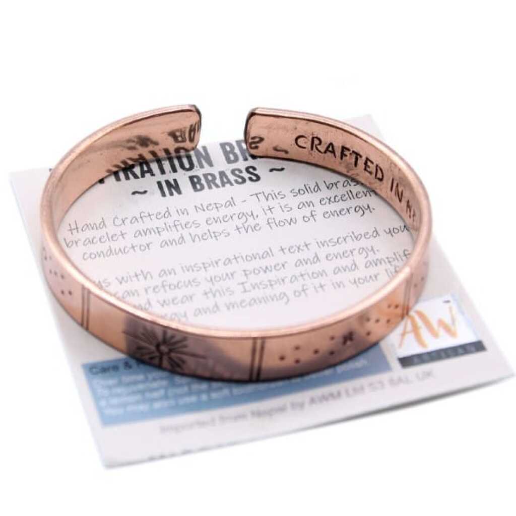 an inspiration bracelet made of copper