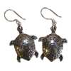 a pair of silver animal turtle earrings