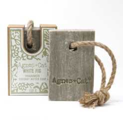 Agnes+Cat soap on a Rope with packaging - White Fig
