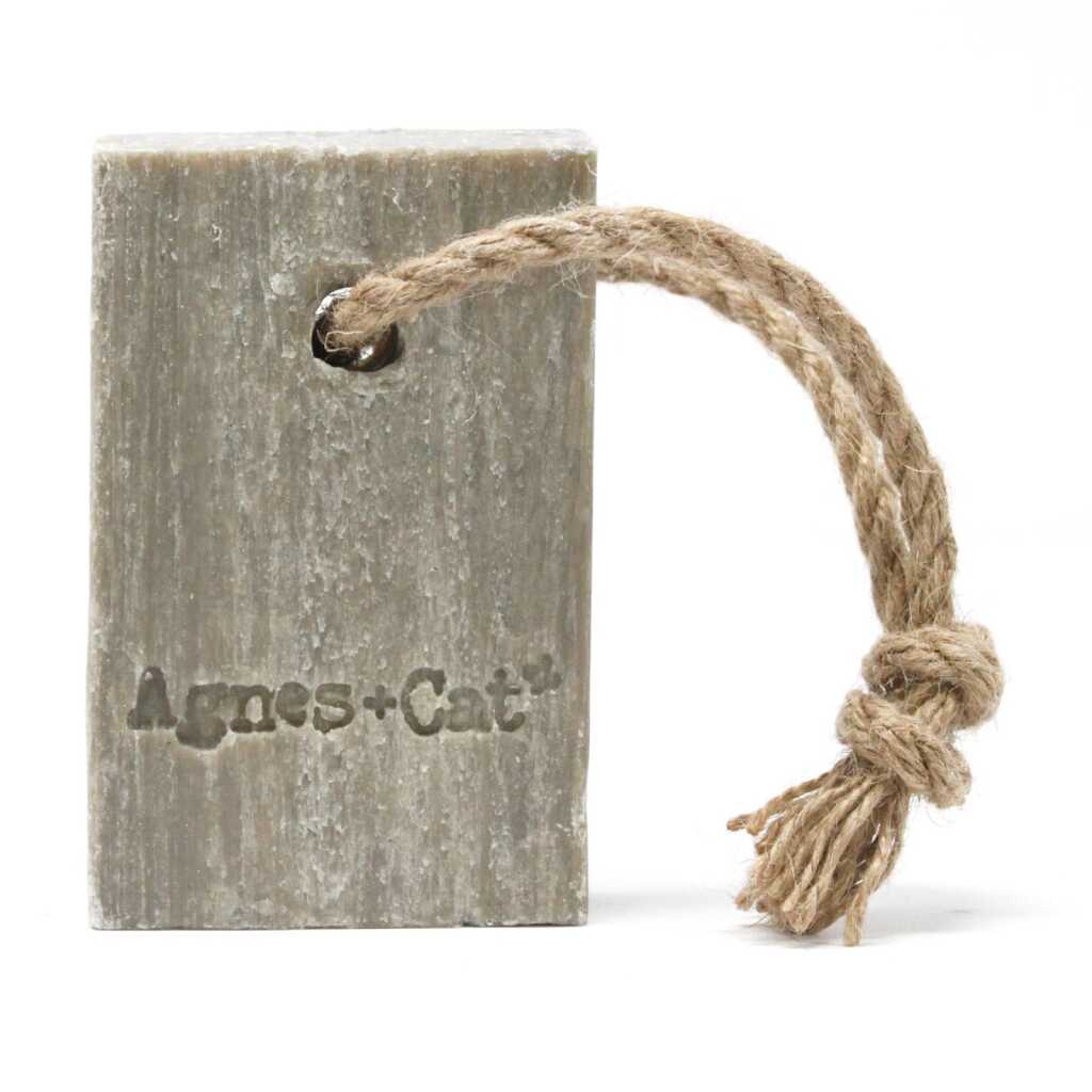 Agnes+Cat soap on a Rope with packaging - White Fig
