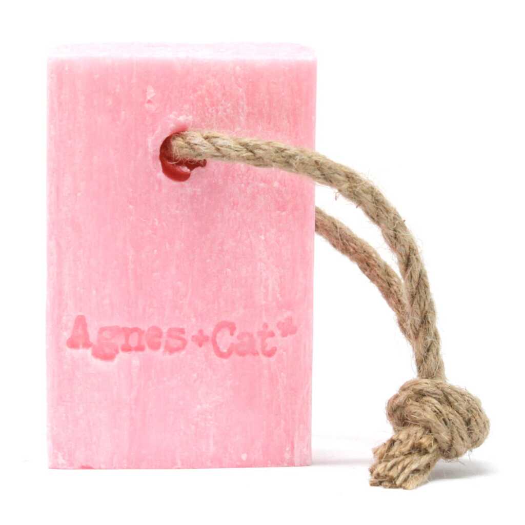 Agnes+Cat soap on a Rope with packaging - Japanese Bloom