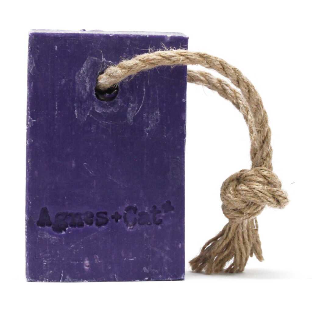 Agnes+Cat soap on a Rope with packaging - Provence