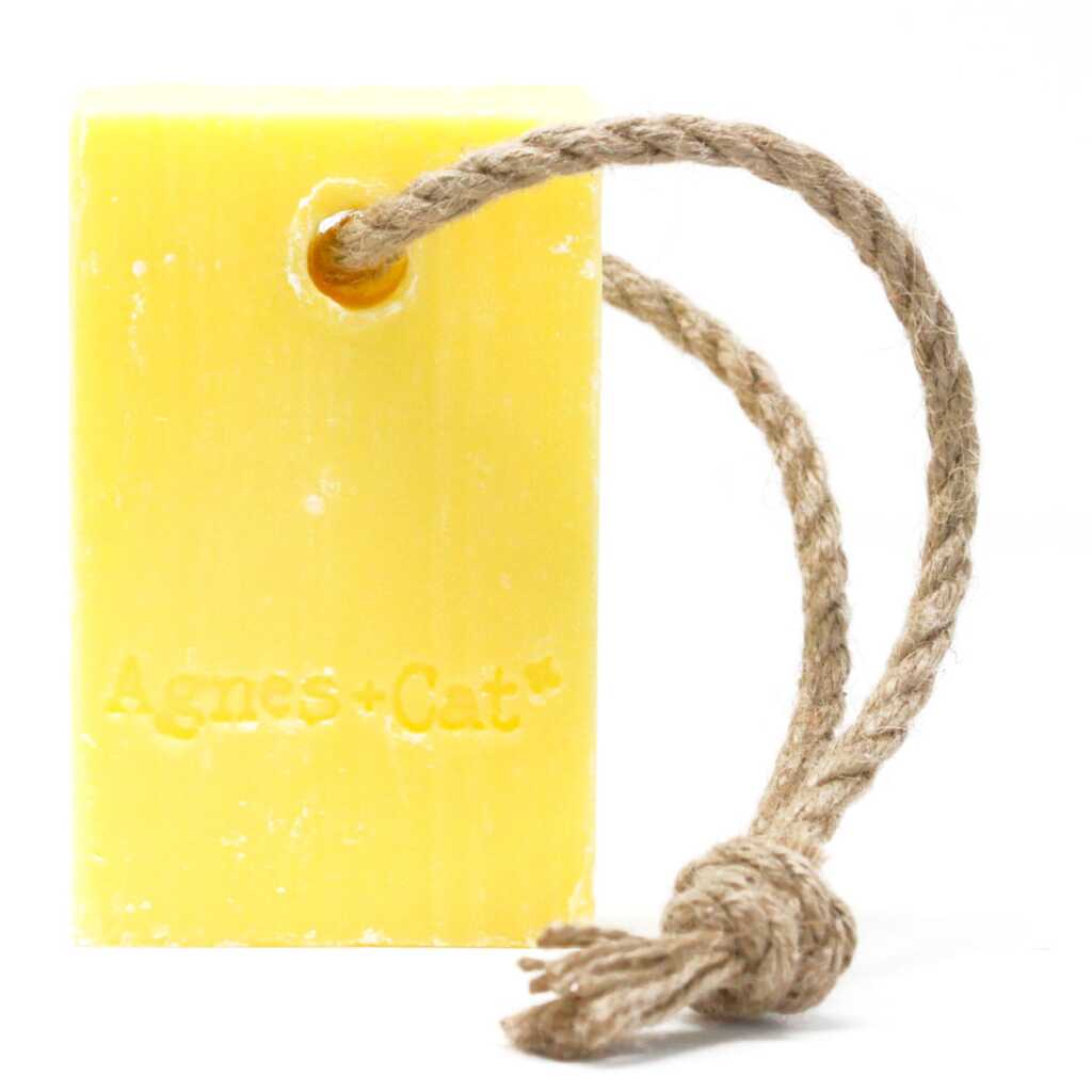 Agnes+Cat soap on a Rope with packaging - Fresh Citrus