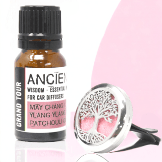 Car oil diffuser on pink background - ideas for valentine's day