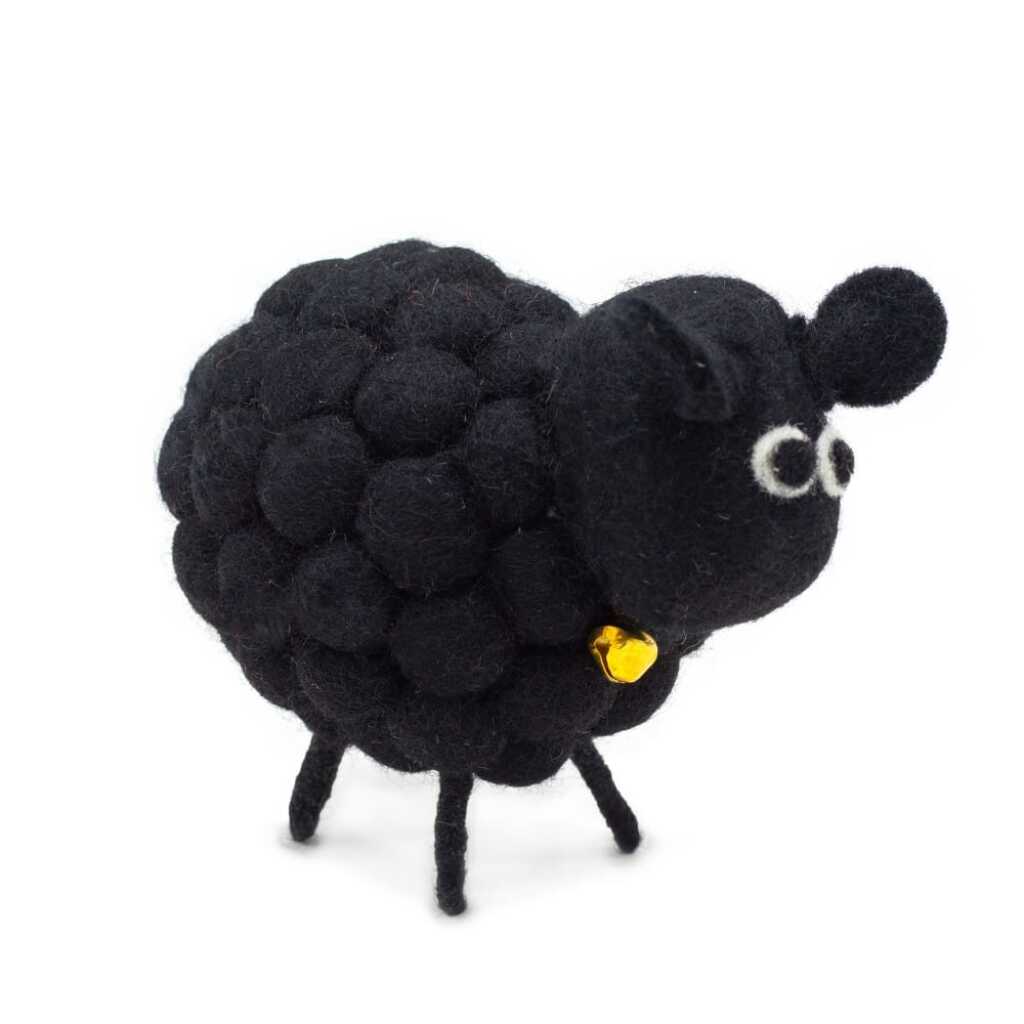 a little felt sheeps in black with a black head