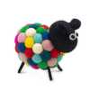 a little felt sheeps in multi-colours with a black head