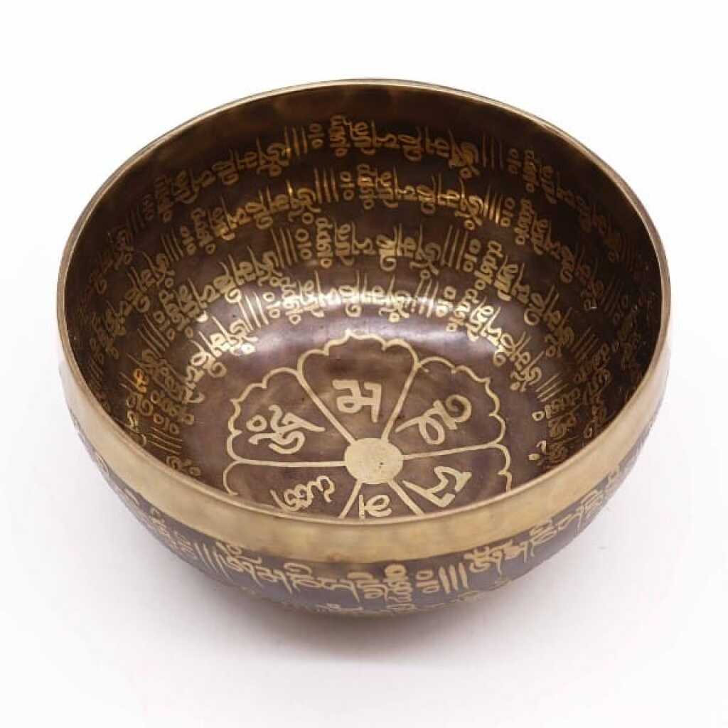 A 16cm Tibetan healing Engraved Singing Bowl - Mantra