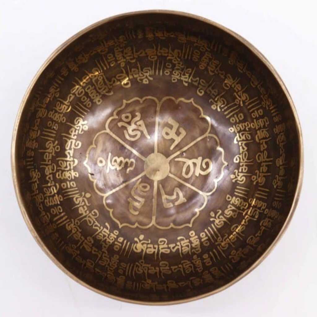 A 16cm Tibetan healing Engraved Singing Bowl - Mantra