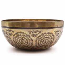 A 21cm Tibetan healing Engraved Singing Bowl - Om and Buddha